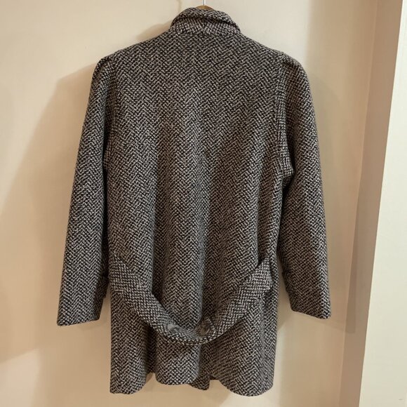 VTG 80s Tweed Double Breasted Coat Jacket Women's M Pastel Pink Puff Sleeves USA - Picture 7 of 13